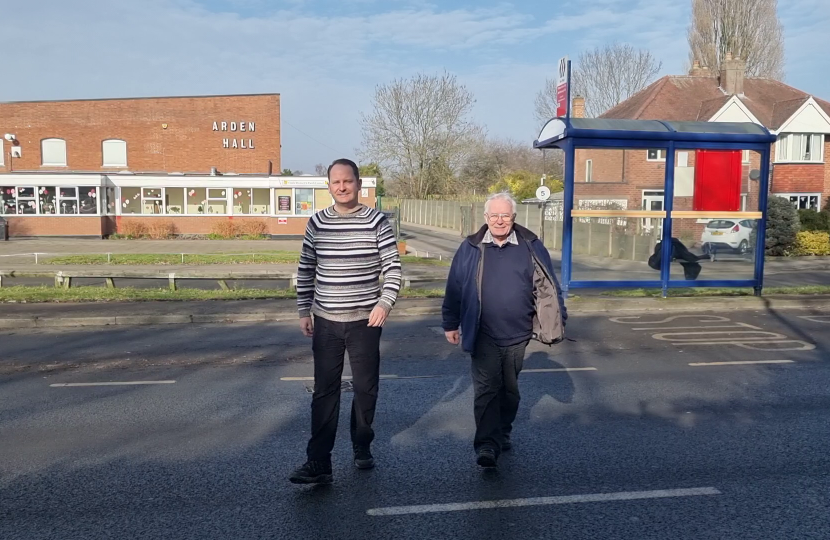 Alan and Leslie inspect the location of the proposed Zebra Crossing